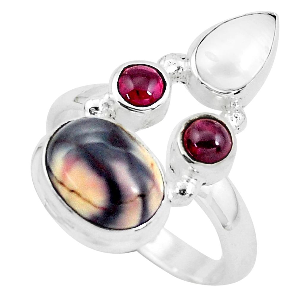 7.66cts natural pink porcelain jasper (sci fi) 925 silver ring size 8.5 p52675