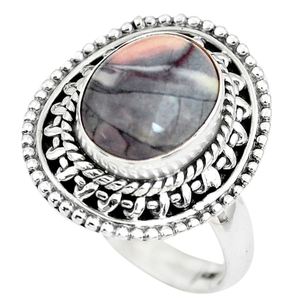 4.47cts natural pink porcelain jasper 925 silver solitaire ring size 8 p63376