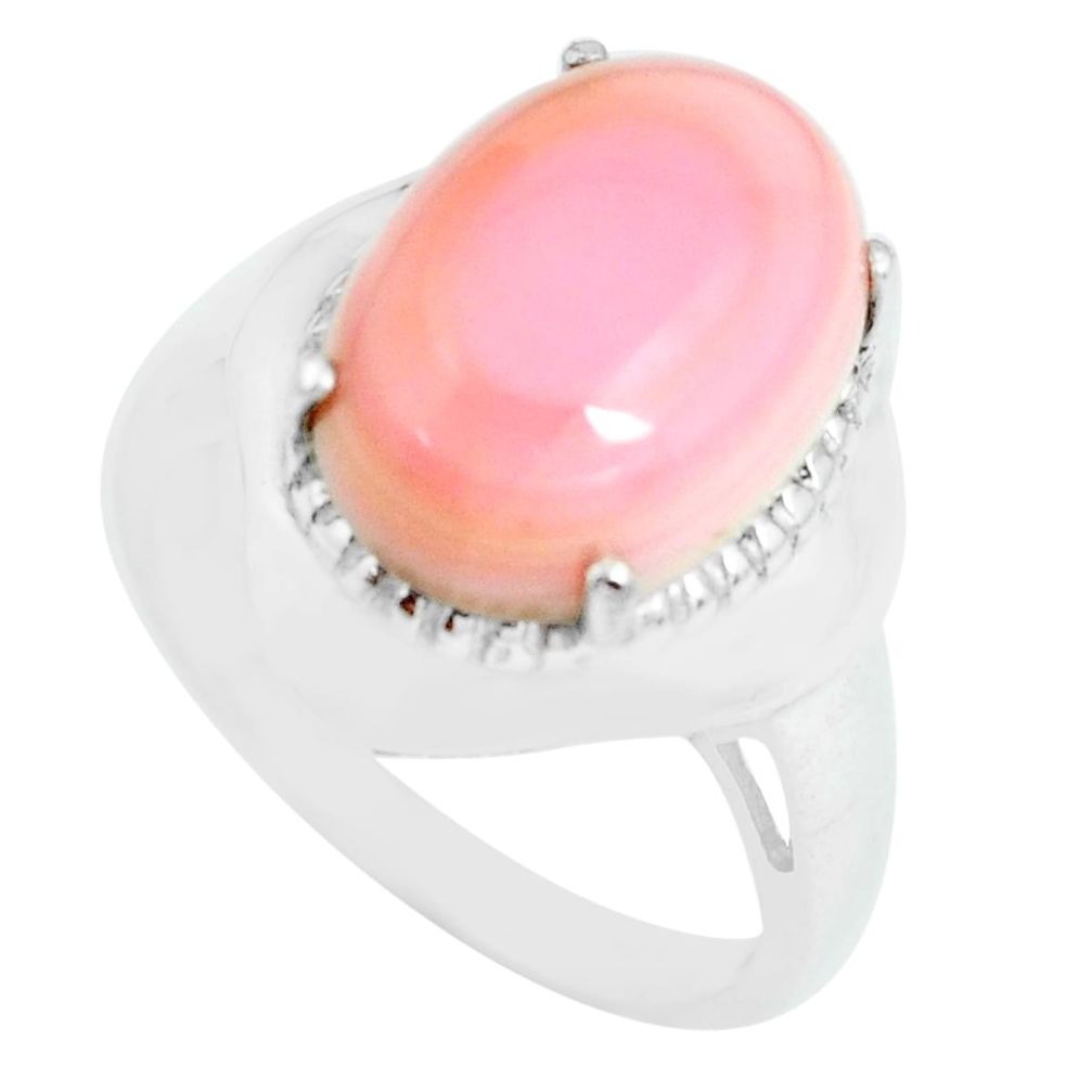 6.31cts natural pink queen conch shell 925 silver solitaire ring size 7 p69962