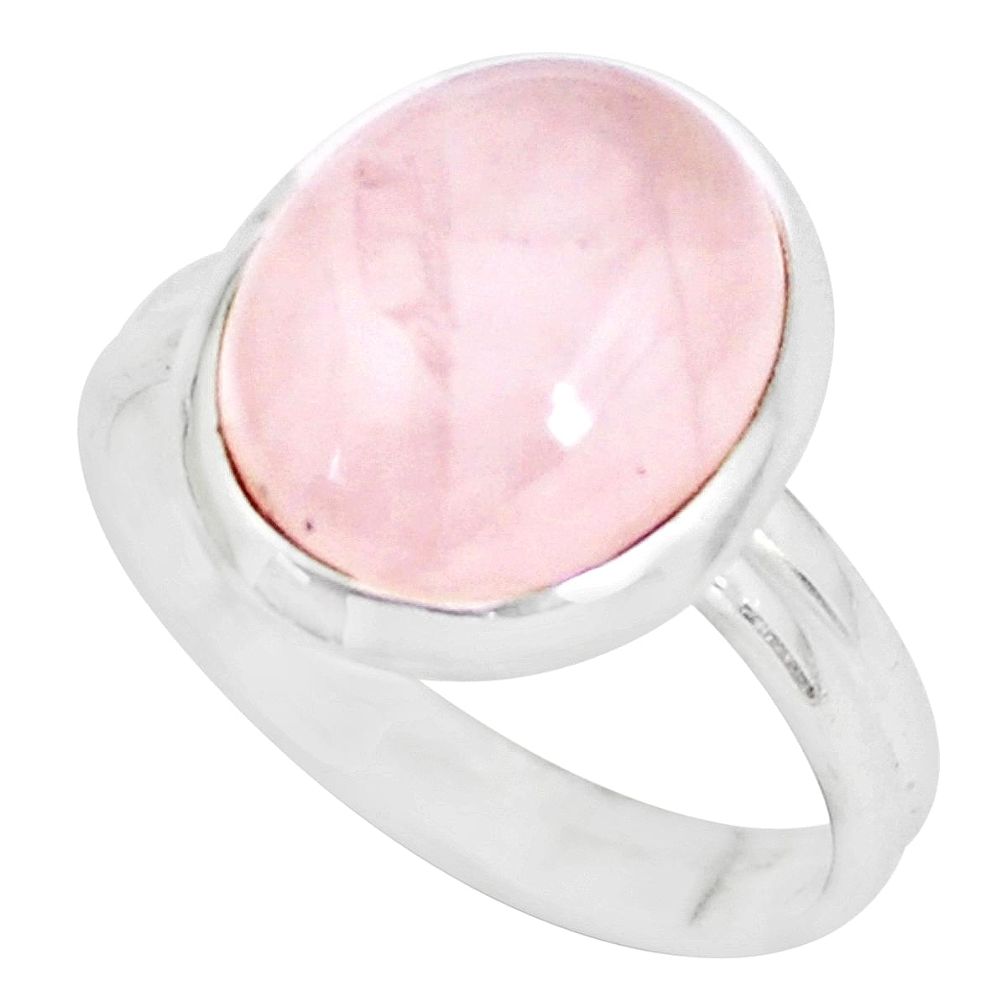 5.17cts natural pink rose quartz 925 silver solitaire ring jewelry size 7 d31453