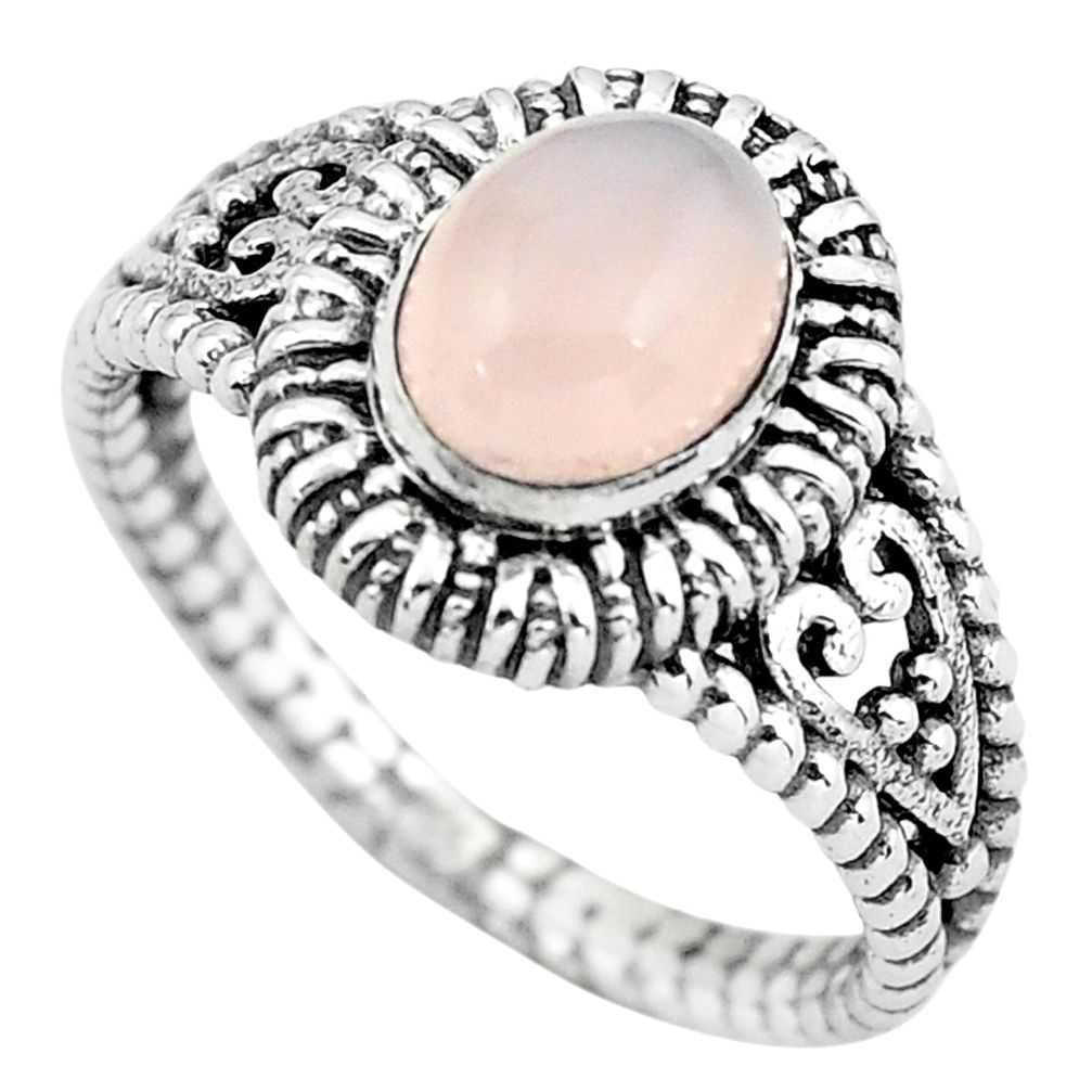 2.13cts natural pink rose quartz 925 silver solitaire ring jewelry size 8 p55772