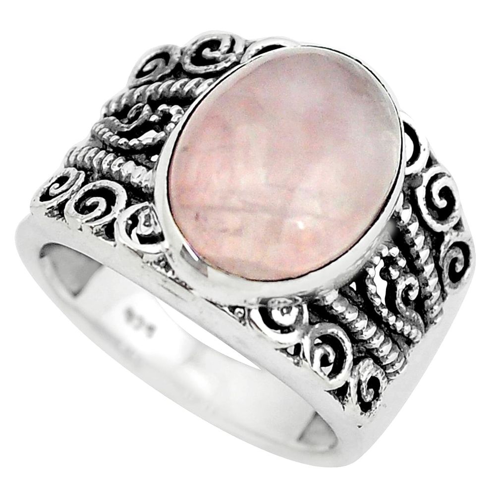 6.53cts natural pink rose quartz 925 silver solitaire ring jewelry size 7 p55905