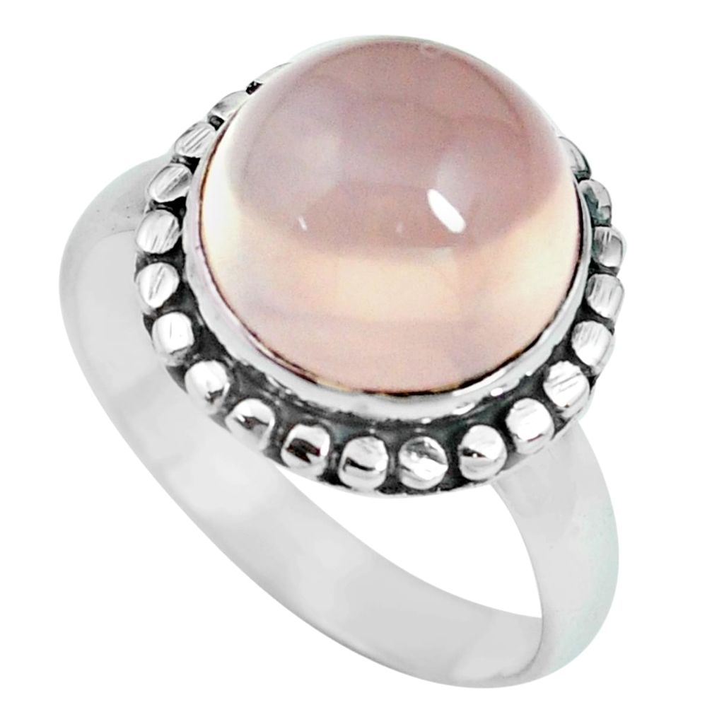 5.16cts natural pink rose quartz 925 silver solitaire ring jewelry size 8 p69865