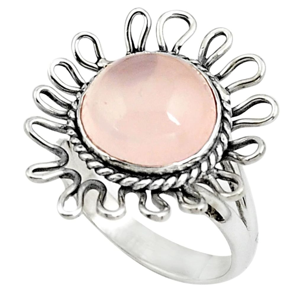 6.36cts natural pink rose quartz 925 silver solitaire ring jewelry size 7 p78965