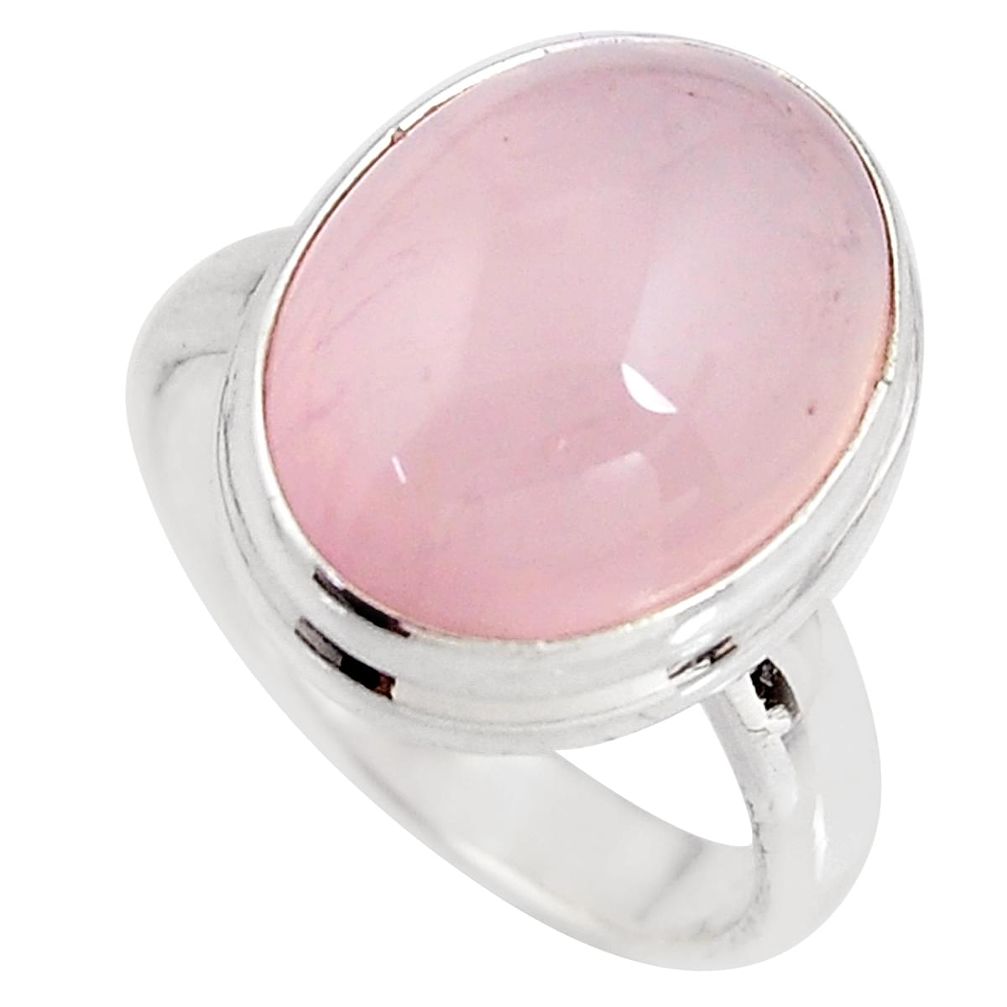 9.42cts natural pink rose quartz 925 silver solitaire ring jewelry size 6 p91009