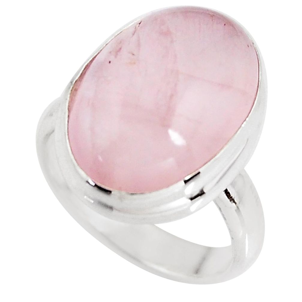 9.54cts natural pink rose quartz 925 silver solitaire ring jewelry size 5 p91022