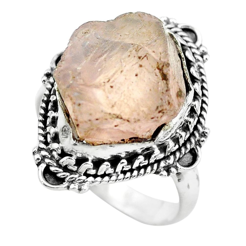 14.72cts natural pink rose quartz 925 silver solitaire ring size 8.5 p61680