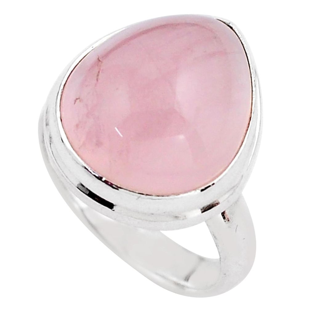 12.34cts natural pink rose quartz 925 silver solitaire ring size 6 p86106