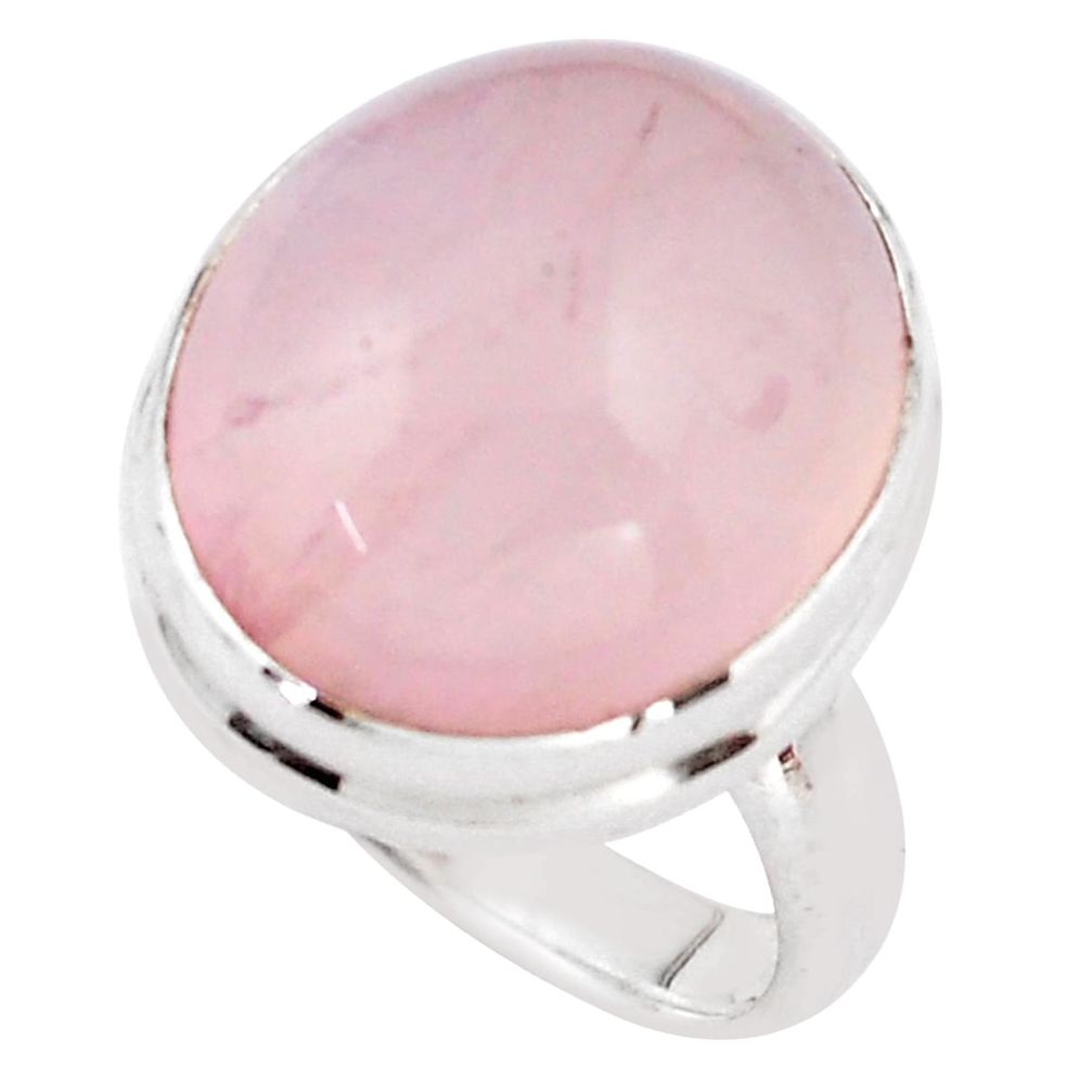 13.71cts natural pink rose quartz 925 silver solitaire ring size 6.5 p86120