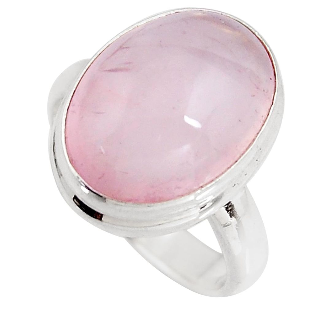 11.19cts natural pink rose quartz 925 silver solitaire ring size 6.5 p91013