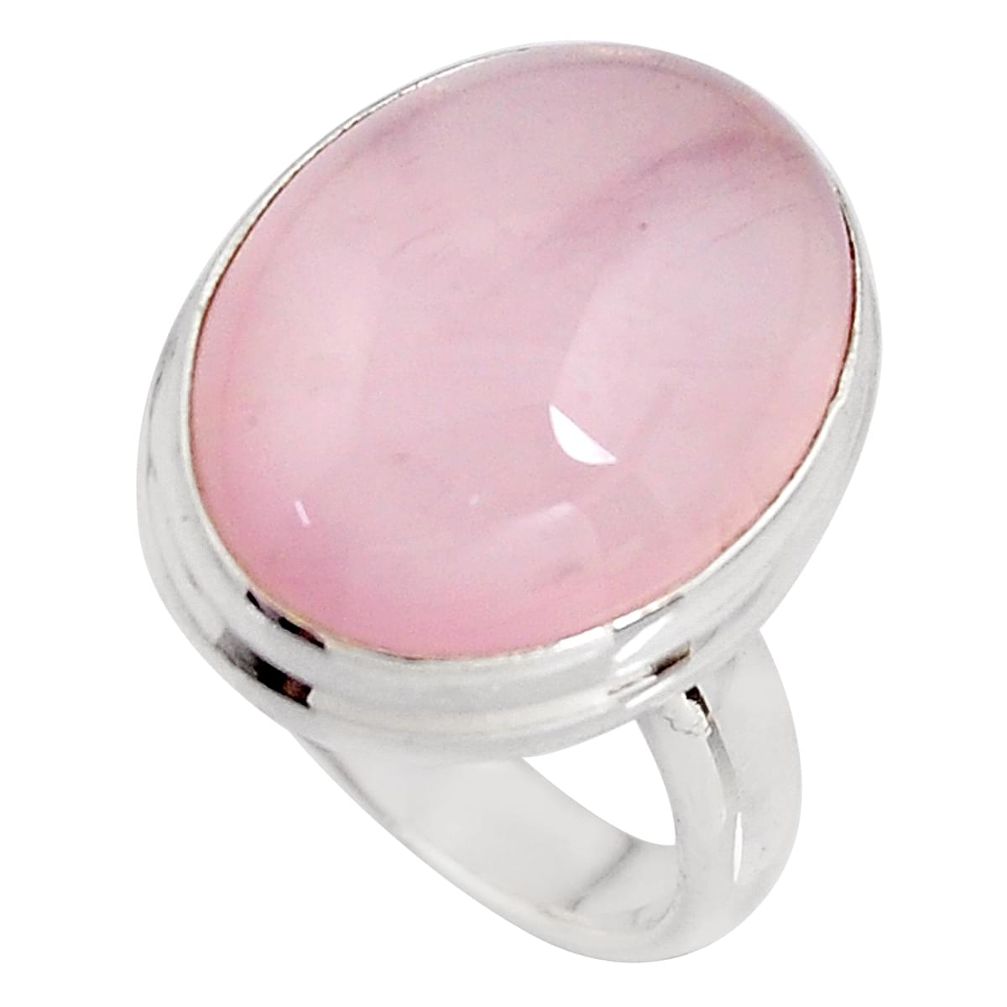 12.83cts natural pink rose quartz 925 silver solitaire ring size 5 p91014