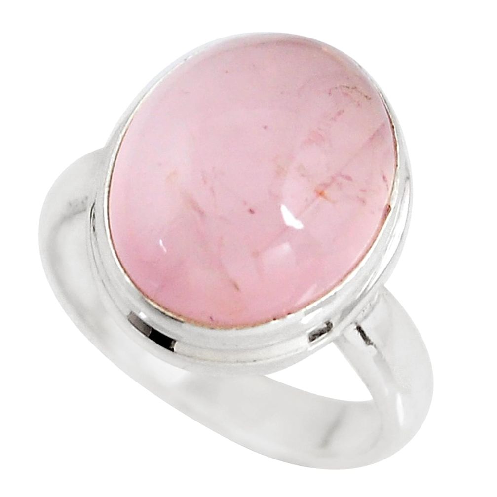 8.54cts natural pink rose quartz 925 silver solitaire ring size 6.5 p91021