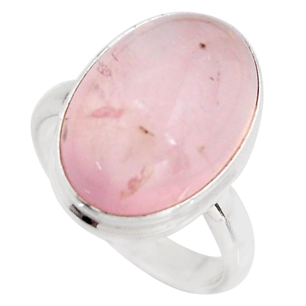 13.71cts natural pink rose quartz 925 silver solitaire ring size 8 p91025