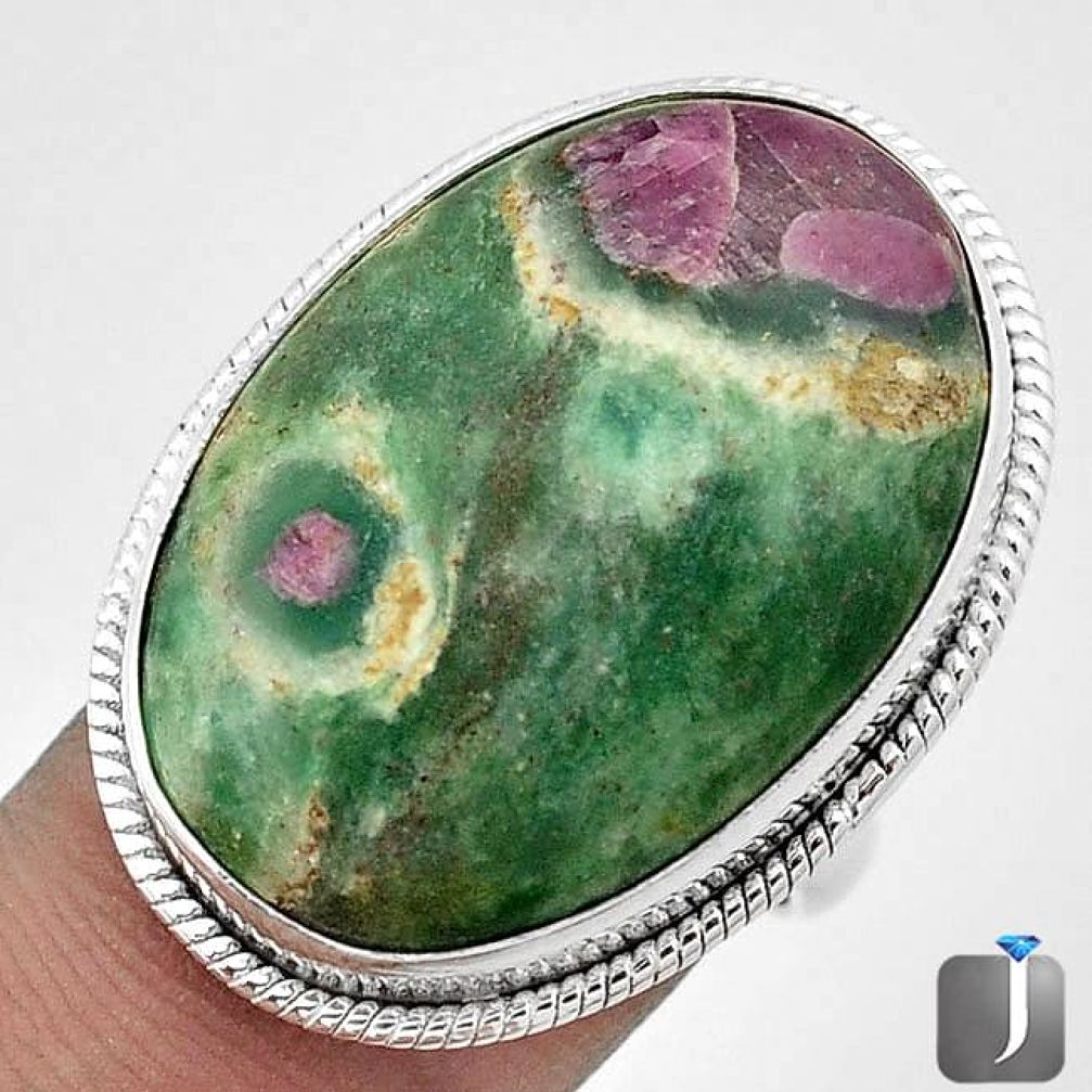 NATURAL PINK RUBY IN FUCHSITE 925 STERLING SILVER RING JEWELRY SIZE 7 G53241