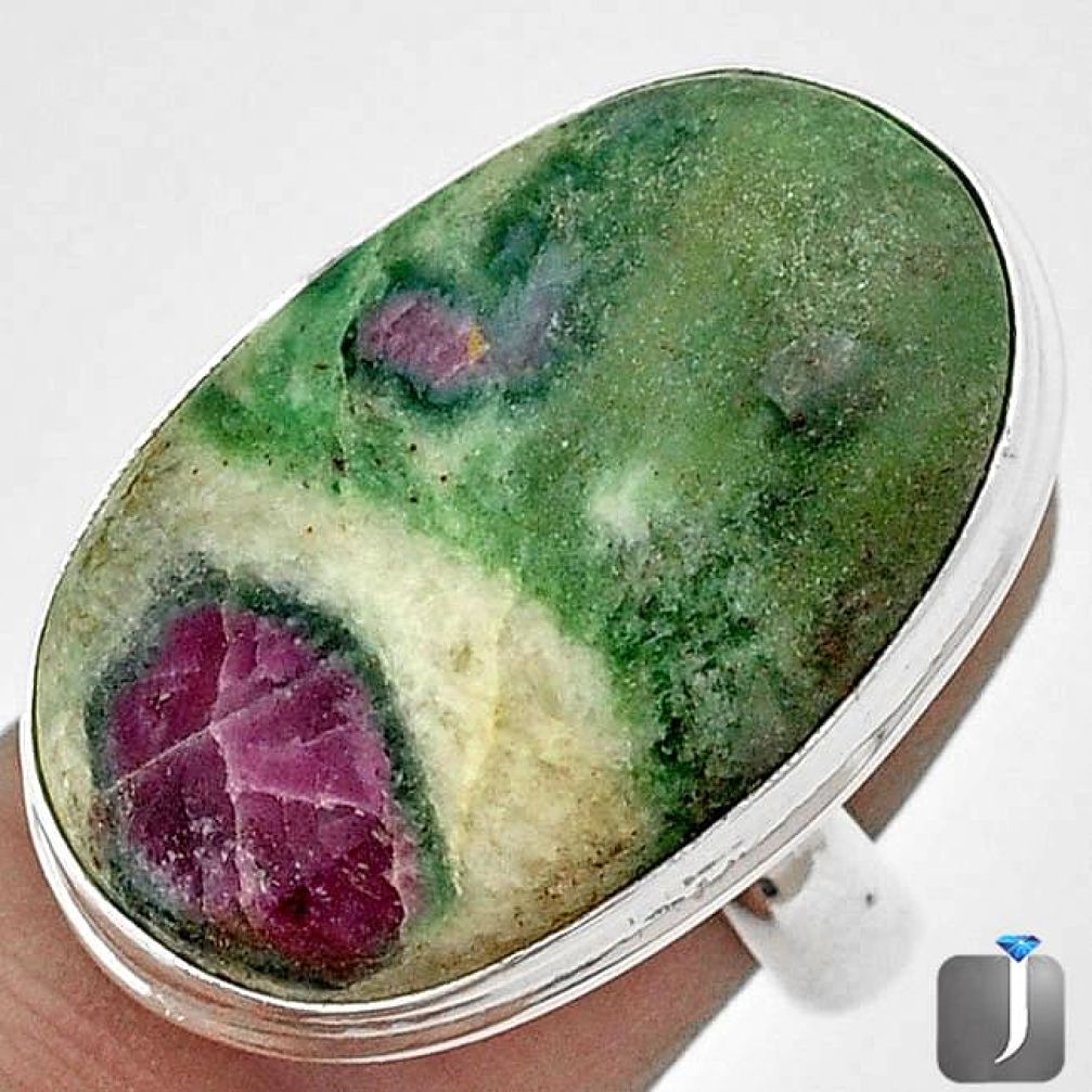 NATURAL PINK RUBY IN FUCHSITE 925 STERLING SILVER RING JEWELRY SIZE 6 G53254