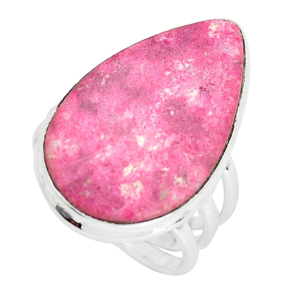 17.93cts natural pink thulite 925 silver solitaire ring jewelry size 8 p32990