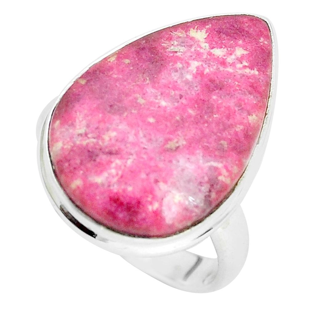 14.45cts natural pink thulite 925 silver solitaire ring jewelry size 7.5 p32995