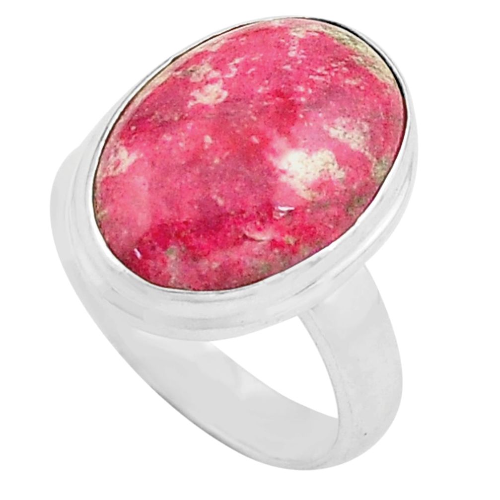 10.60cts natural pink thulite 925 silver solitaire ring jewelry size 7 p80624