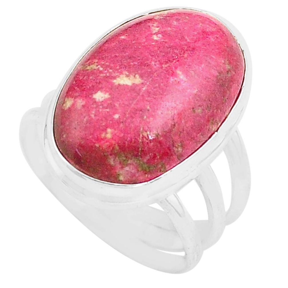 15.31cts natural pink thulite 925 silver solitaire ring jewelry size 8 p80636