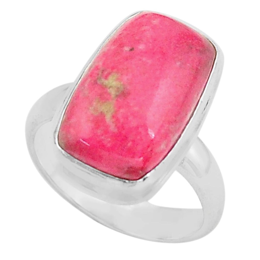 10.02cts natural pink thulite 925 silver solitaire ring size 6.5 p80630
