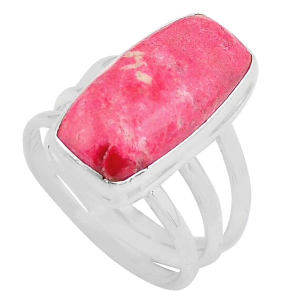 10.37cts natural pink thulite 925 silver solitaire ring size 8 p80635