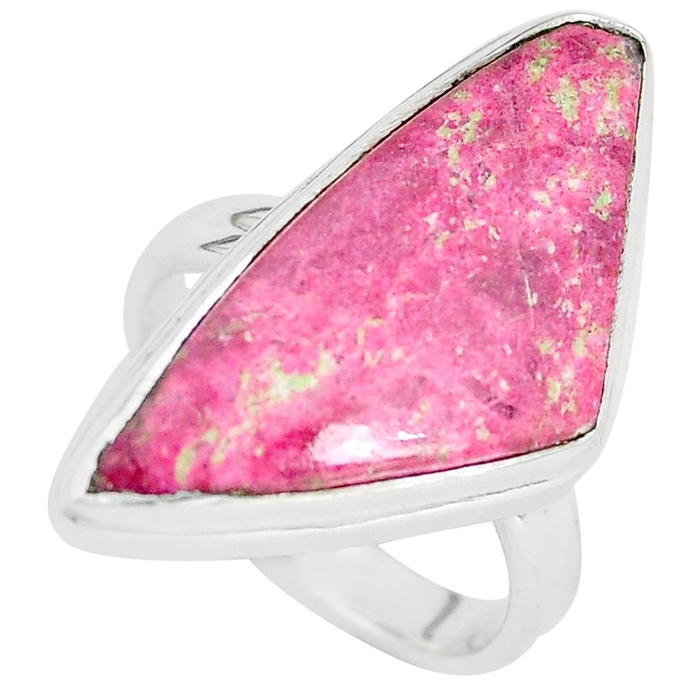 13.77cts natural pink thulite fancy 925 silver solitaire ring size 7 p32994