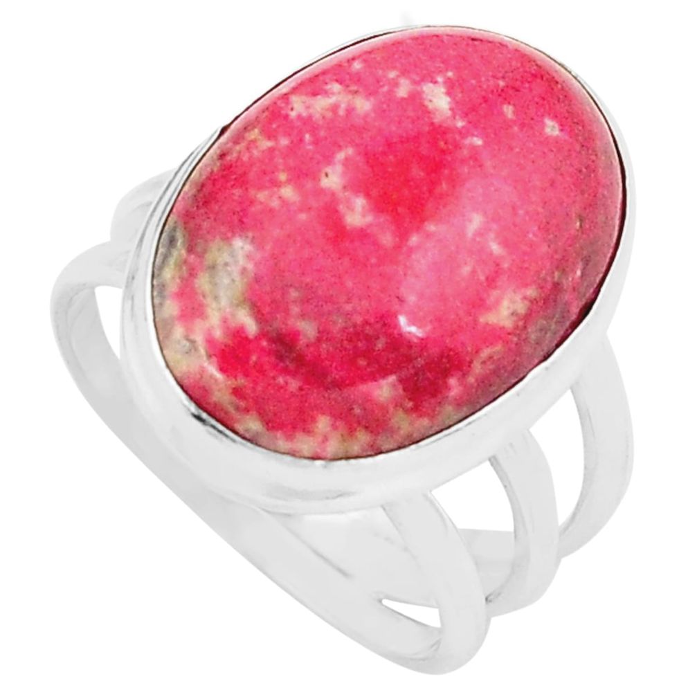 15.31cts natural pink thulite oval 925 silver solitaire ring size 8 p80629