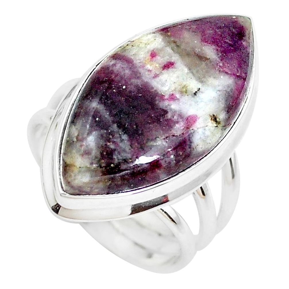 18.15cts natural pink tourmaline in quartz silver solitaire ring size 8 p38747