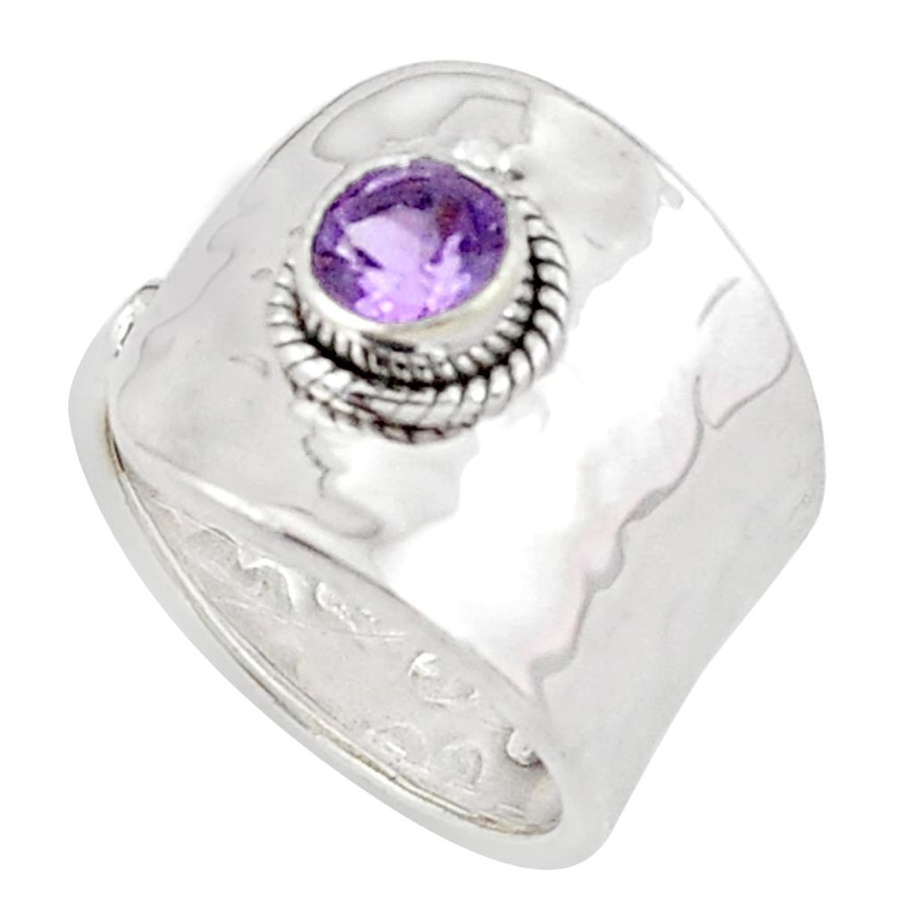 1.47cts natural purple amethyst 925 silver adjustable ring size 7.5 p57101