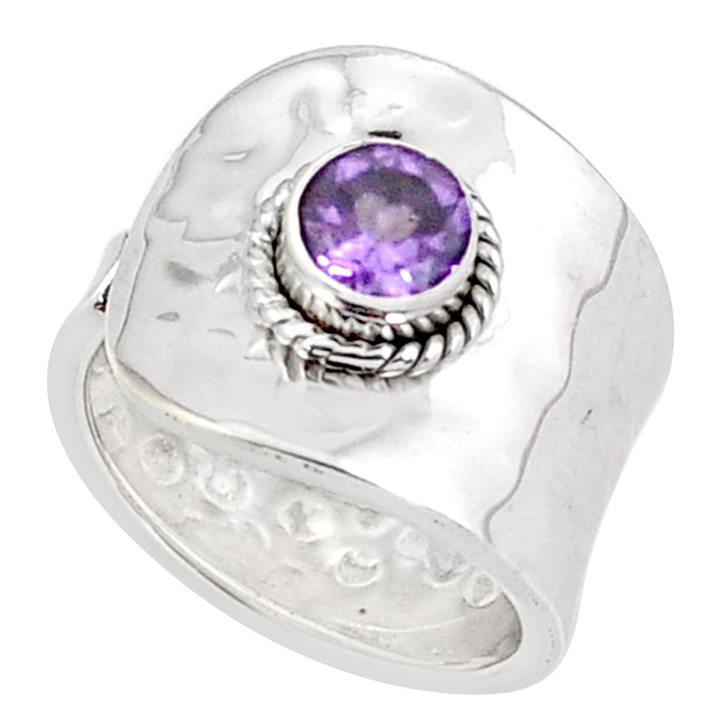 1.37cts natural purple amethyst 925 silver adjustable ring size 7.5 p57103