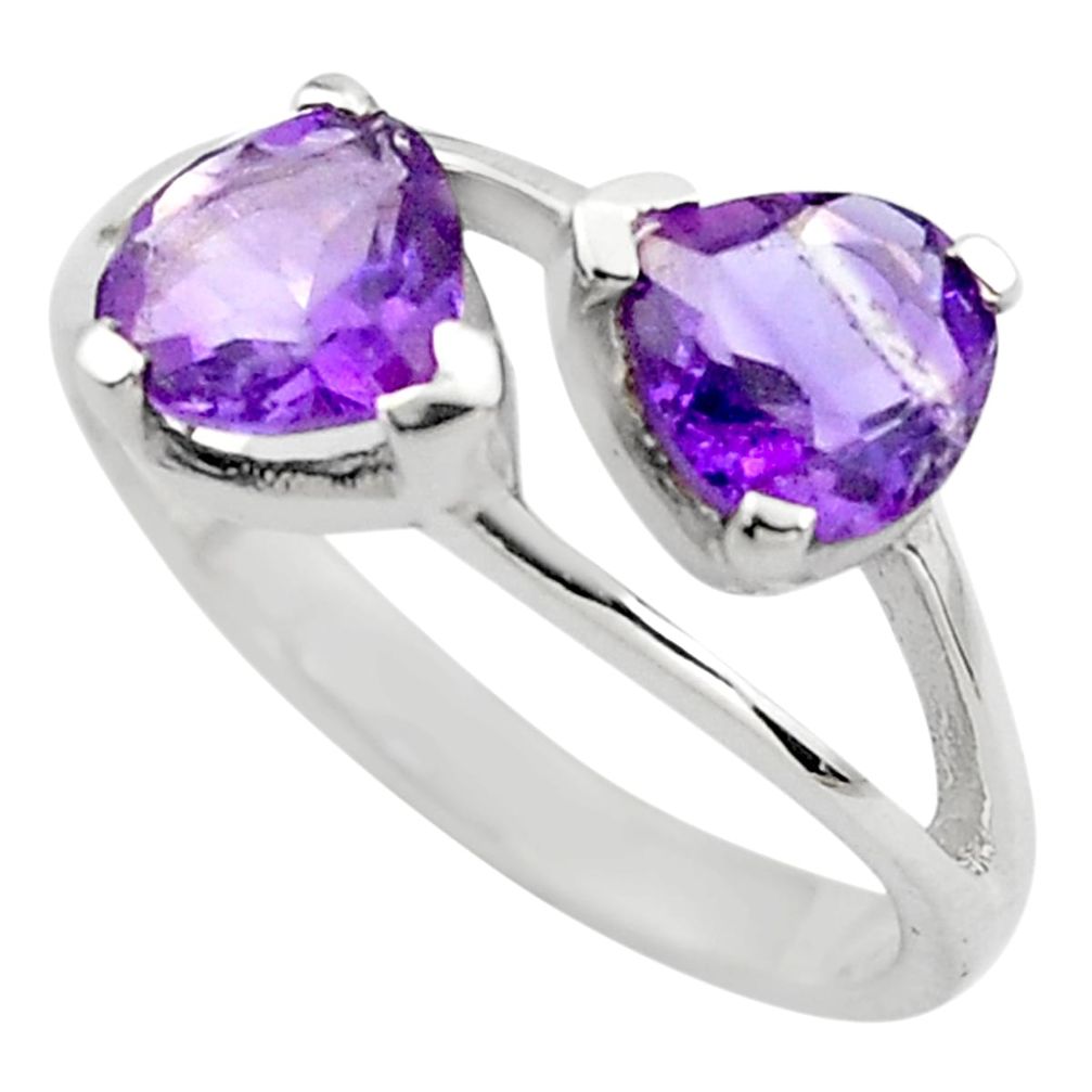 2.73cts natural purple amethyst 925 silver ring jewelry size 5.5 p83621