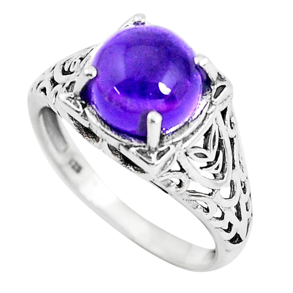 4.92cts natural purple amethyst 925 silver solitaire ring jewelry size 9 d31376