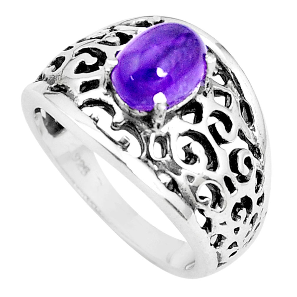 2.36cts natural purple amethyst 925 silver solitaire ring jewelry size 7 p36085