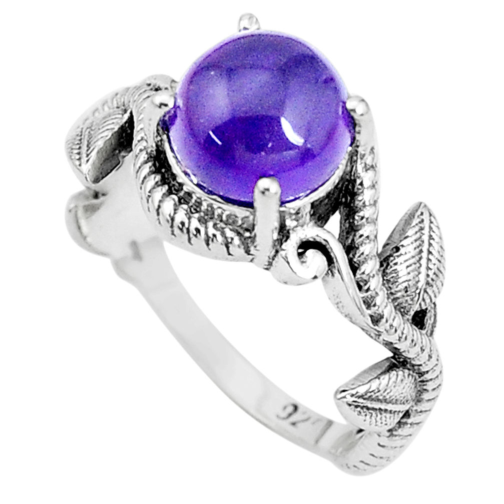 3.28cts natural purple amethyst 925 silver solitaire ring jewelry size 7 p36123