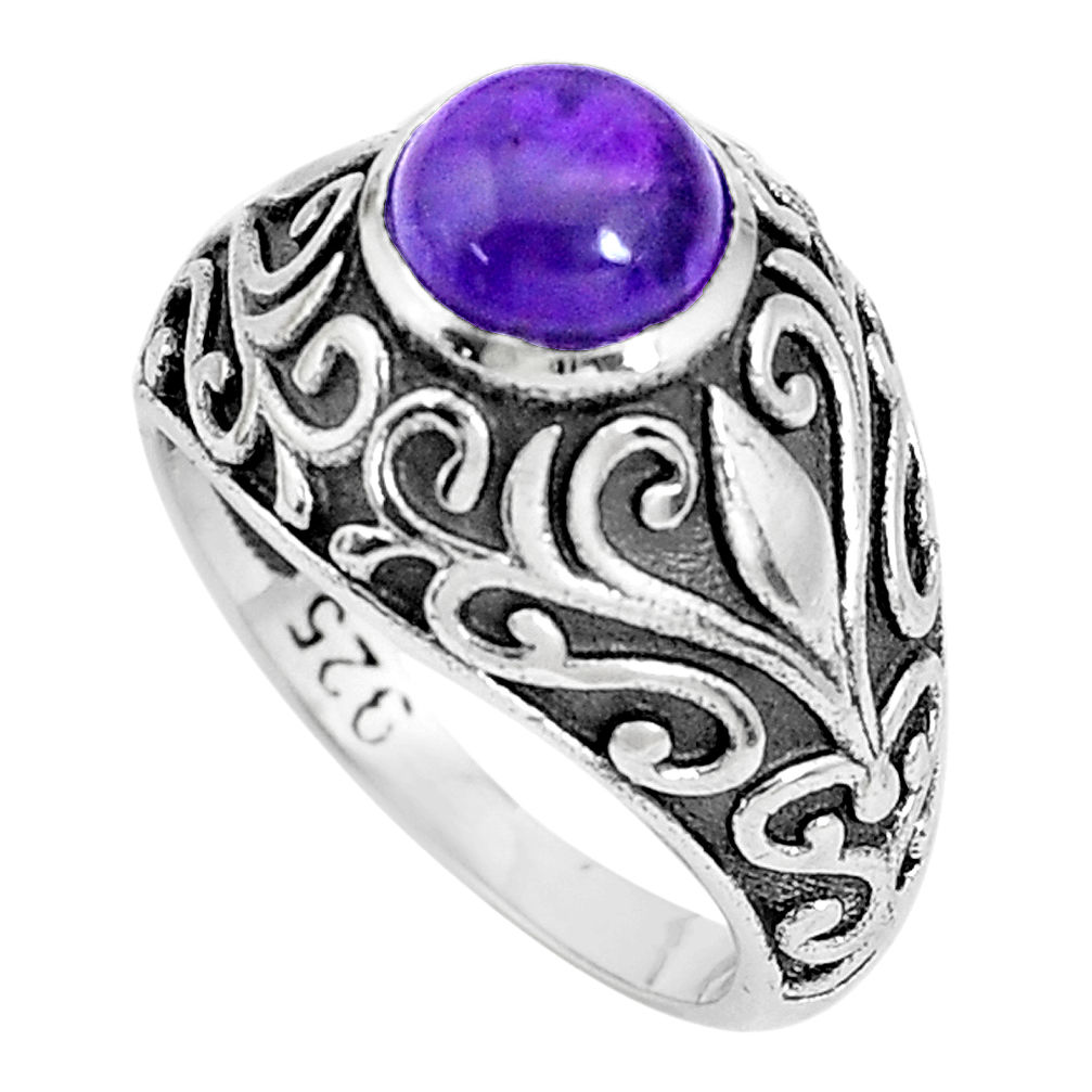 3.24cts natural purple amethyst 925 silver solitaire ring jewelry size 7 p36144