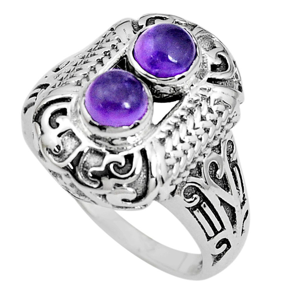 1.72cts natural purple amethyst 925 silver solitaire ring jewelry size 8 p36226