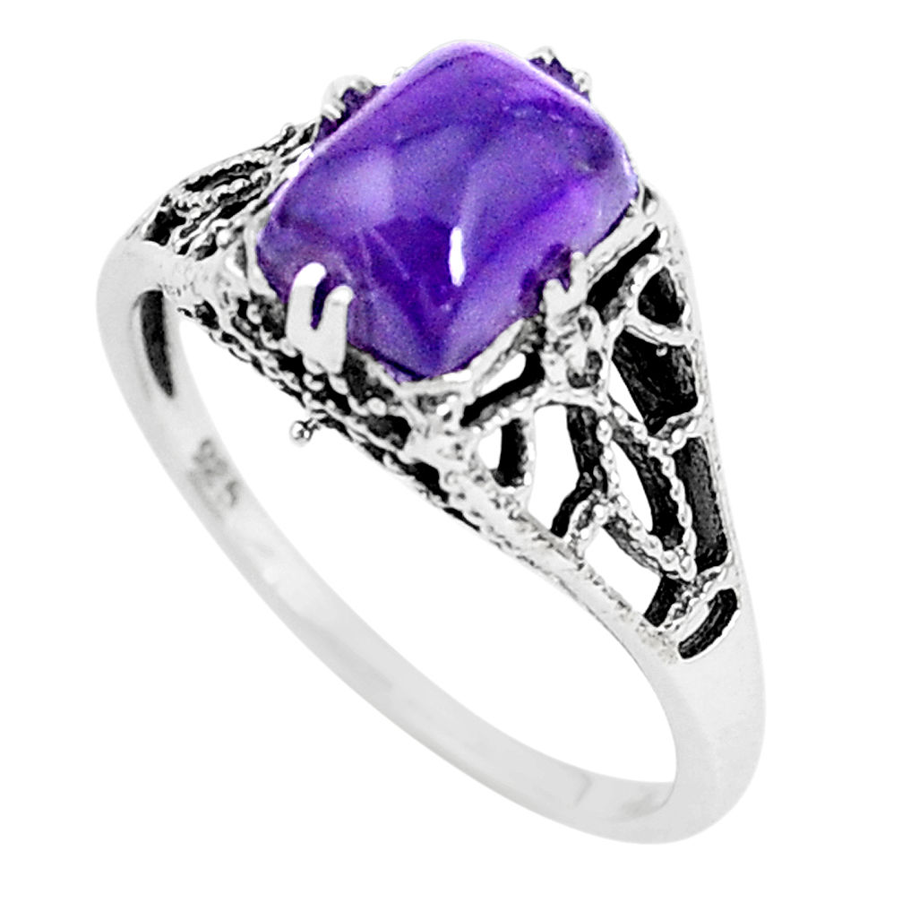 1.73cts natural purple amethyst 925 silver solitaire ring jewelry size 6 p36243