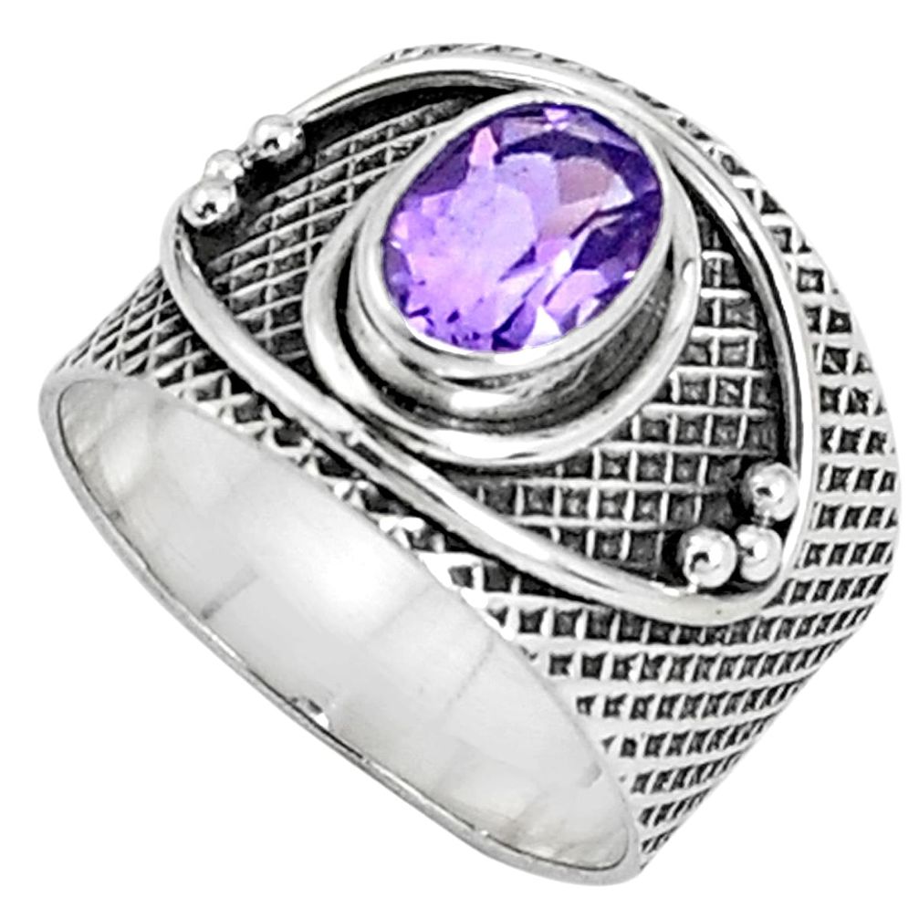 2.19cts natural purple amethyst 925 silver solitaire ring jewelry size 7 p37807