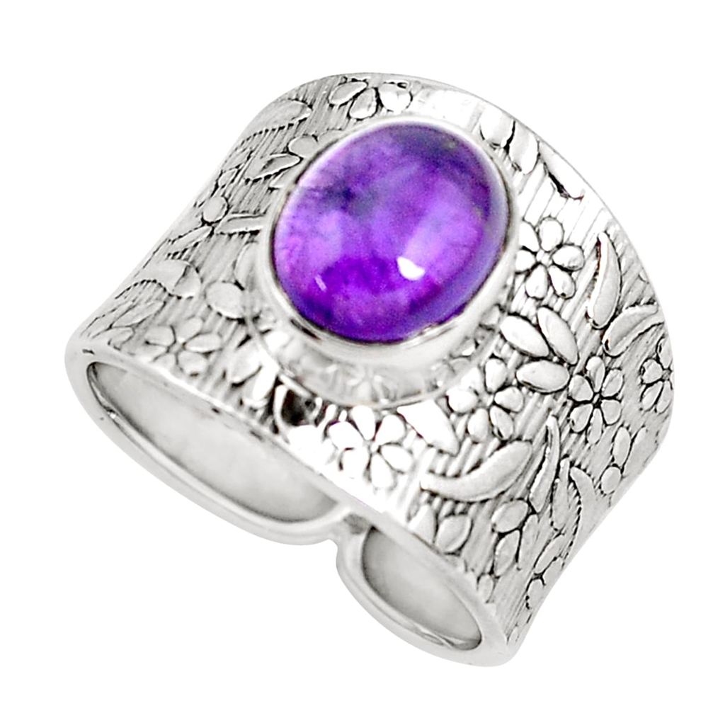 3.88cts natural purple amethyst 925 silver solitaire ring jewelry size 8 p51063