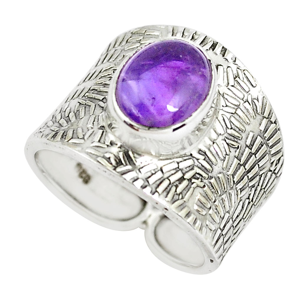 4.52cts natural purple amethyst 925 silver solitaire ring jewelry size 7 p51086