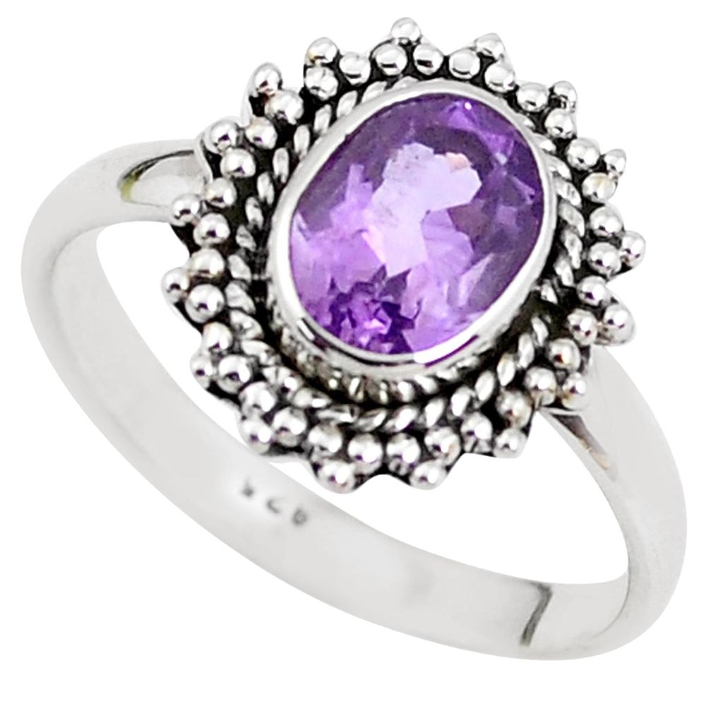 2.02cts natural purple amethyst 925 silver solitaire ring jewelry size 7 p51202