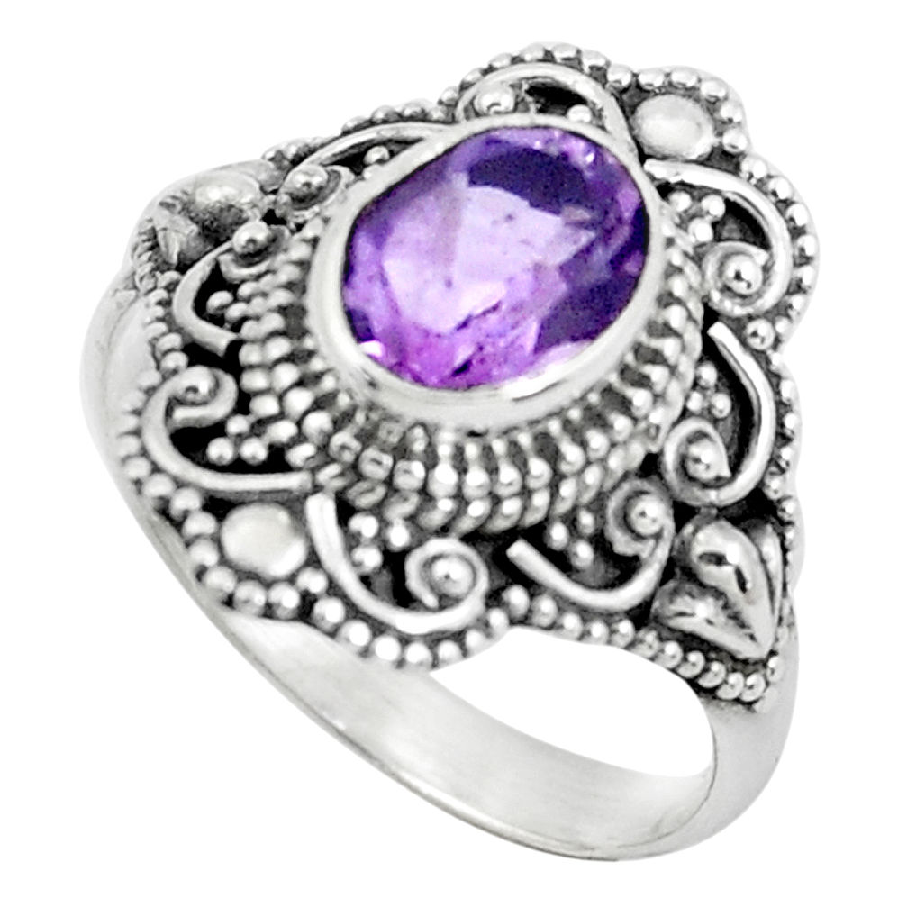 2.33cts natural purple amethyst 925 silver solitaire ring jewelry size 7 p52384