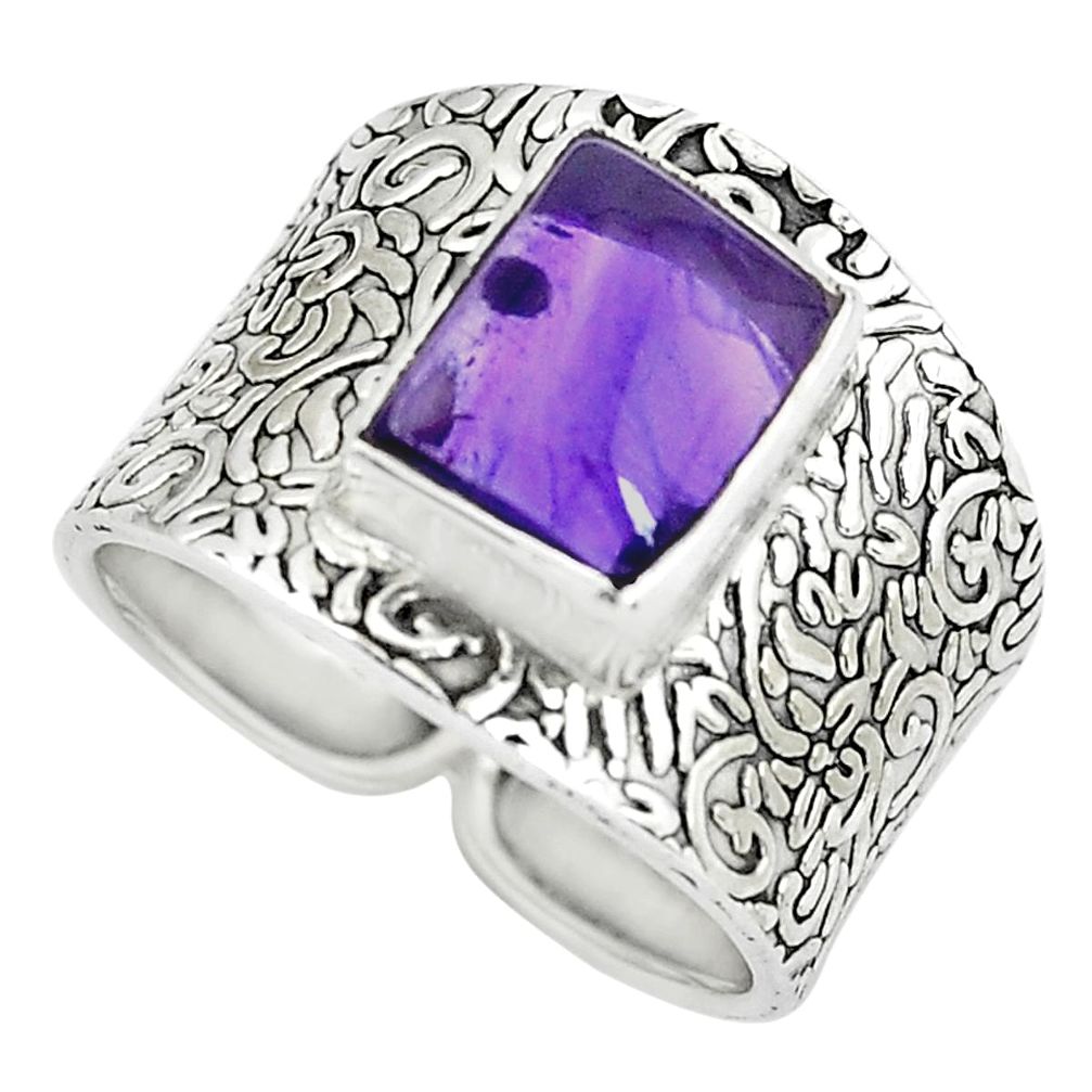 4.20cts natural purple amethyst 925 silver solitaire ring jewelry size 9 p61382