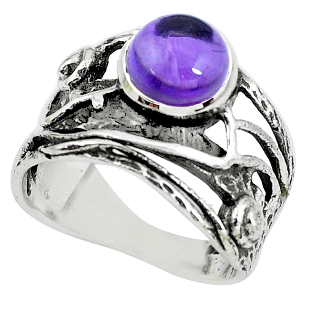 3.41cts natural purple amethyst 925 silver solitaire ring jewelry size 9 p61907