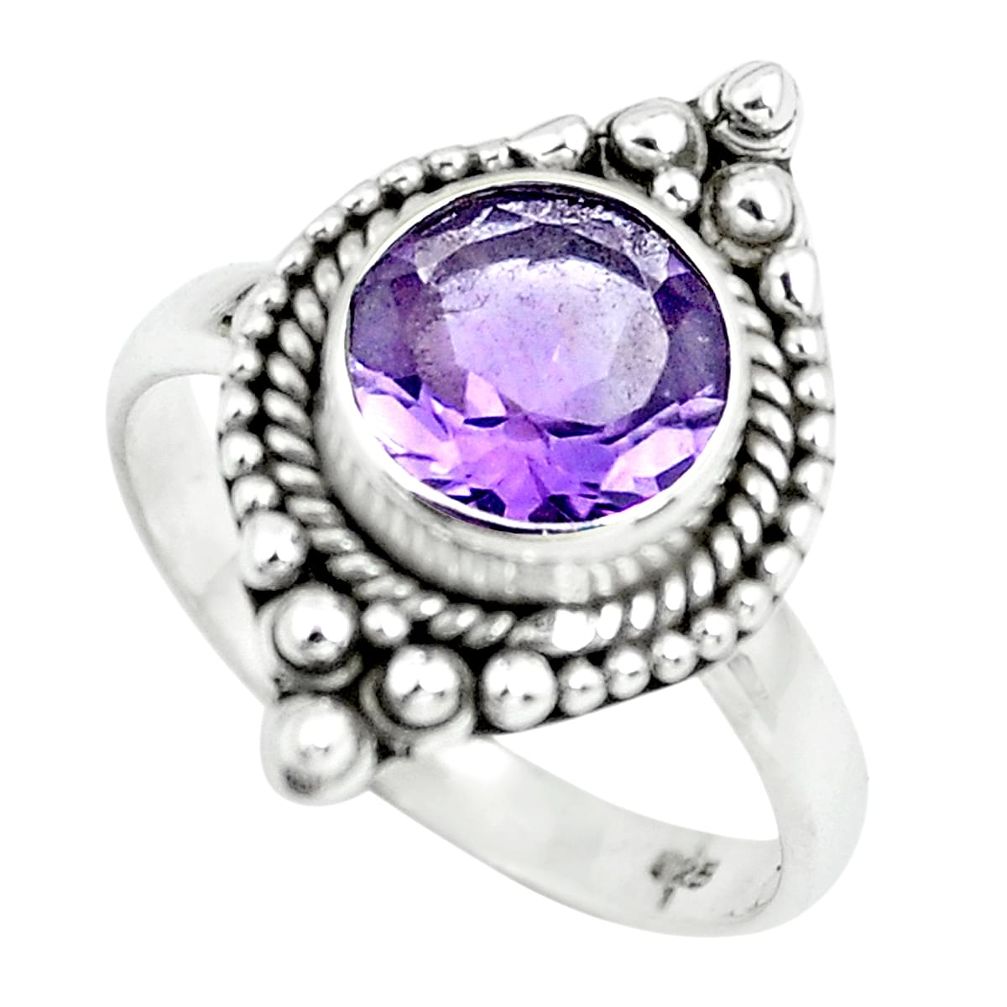 3.35cts natural purple amethyst 925 silver solitaire ring jewelry size 8 p64149