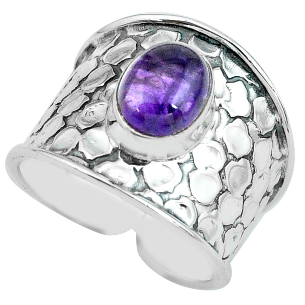 3.29cts natural purple amethyst 925 silver solitaire ring jewelry size 8 p68467