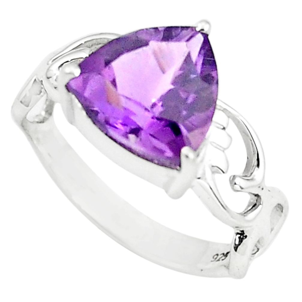 5.22cts natural purple amethyst 925 silver solitaire ring jewelry size 7 p73286