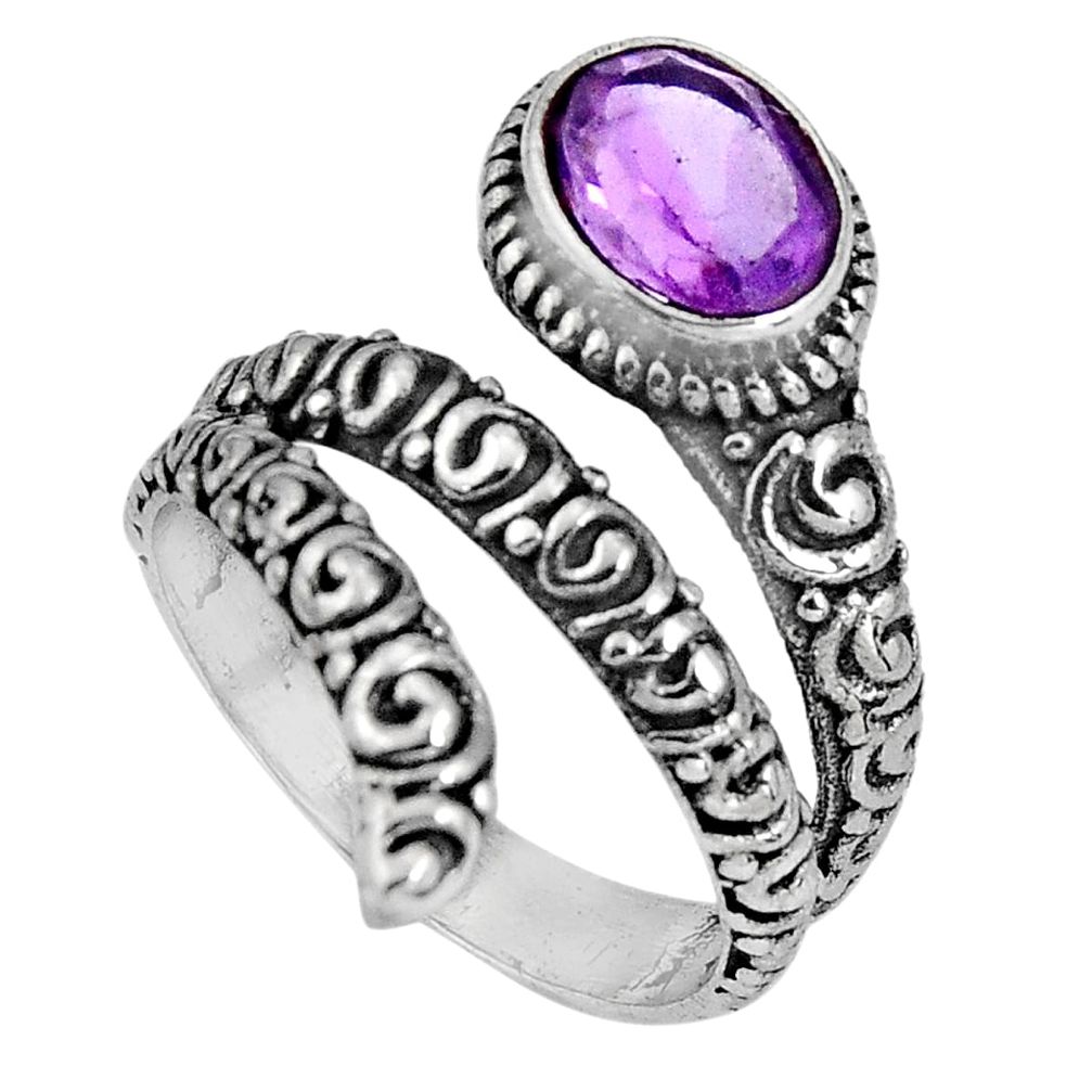 2.11cts natural purple amethyst 925 silver solitaire ring jewelry size 7 p89576