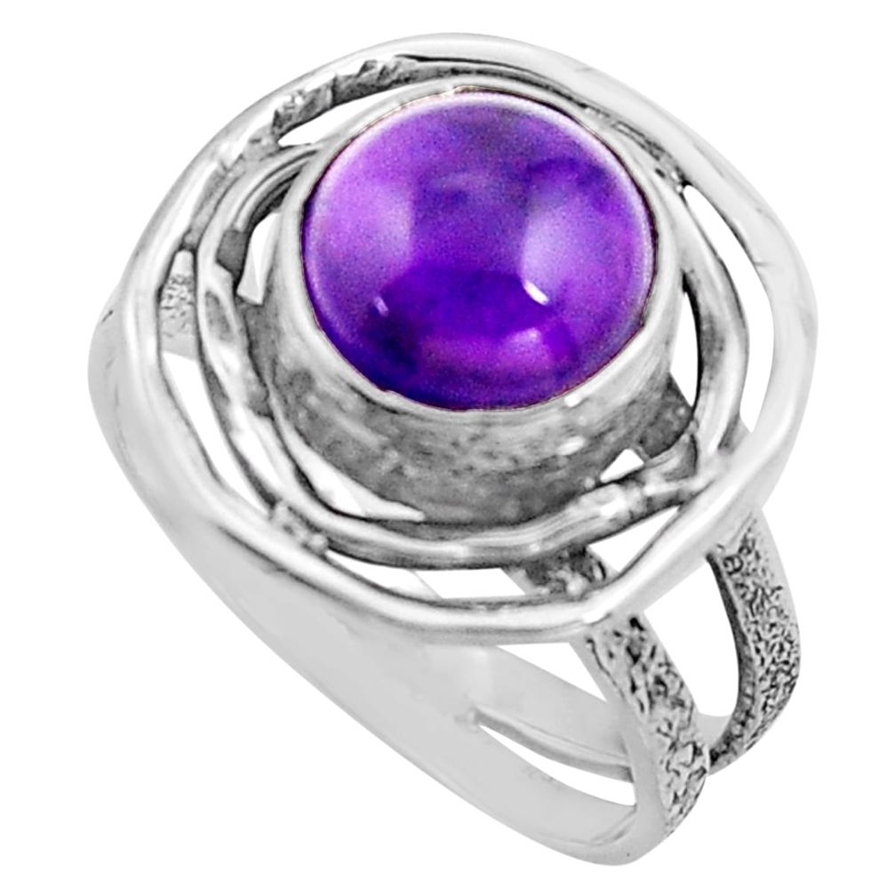 5.07cts natural purple amethyst 925 silver solitaire ring jewelry size 8 p91050