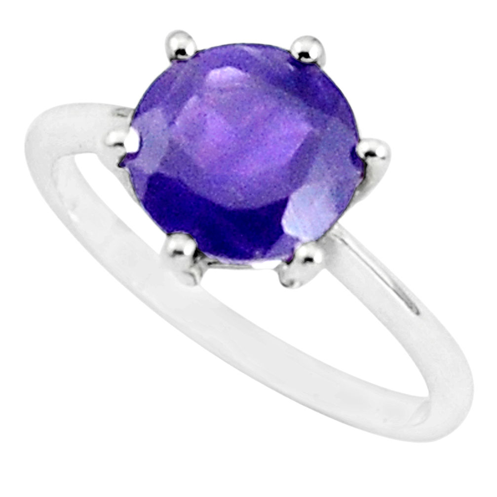 2.75cts natural purple amethyst 925 silver solitaire ring size 5.5 p36995